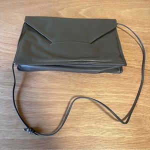 Susan Gail Vintage Gray Leather Envelope Style Clutch / Shoulder Bag